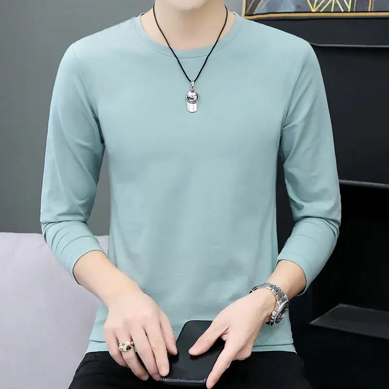 Men's White Long Sleeve T-Shirt with Elastic Waist - Image 15