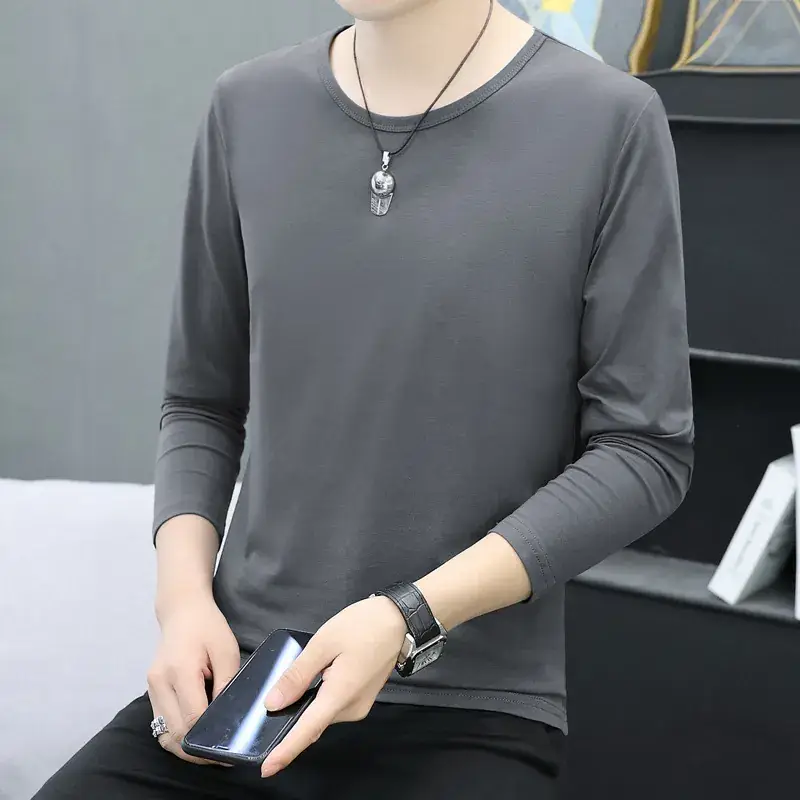 Men's White Long Sleeve T-Shirt with Elastic Waist - Image 16