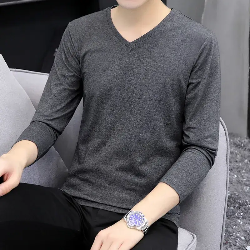 Men's White Long Sleeve T-Shirt with Elastic Waist - Image 10