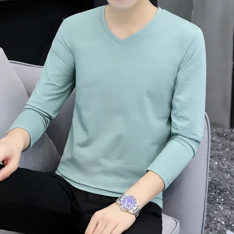 Men's White Long Sleeve T-Shirt with Elastic Waist - Image 12