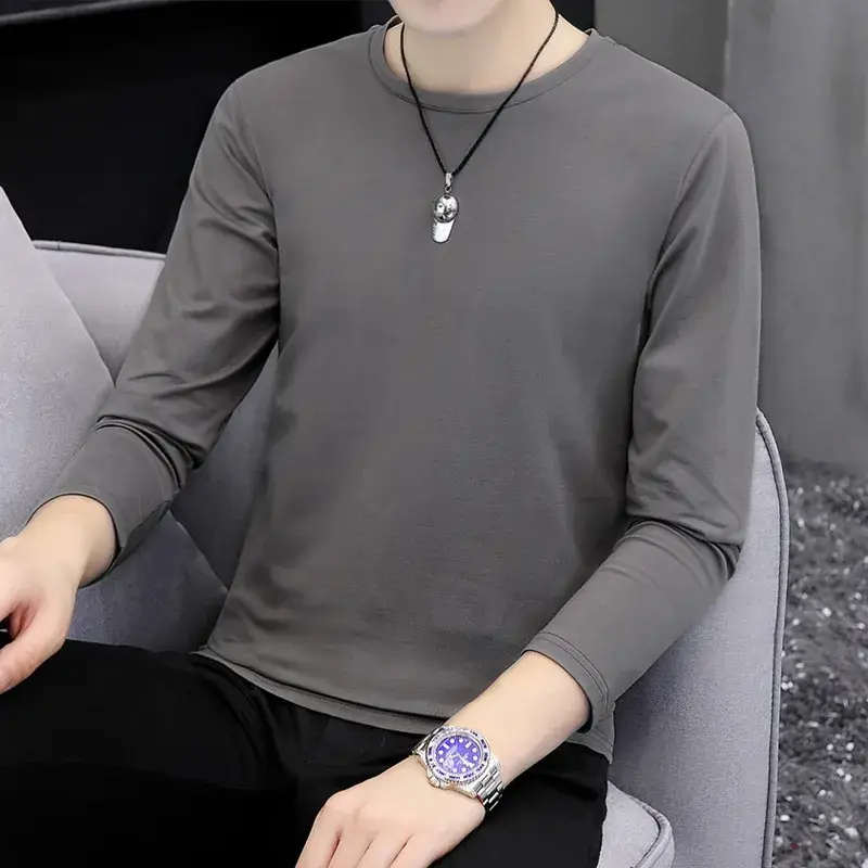 Men's White Long Sleeve T-Shirt with Elastic Waist - Image 2