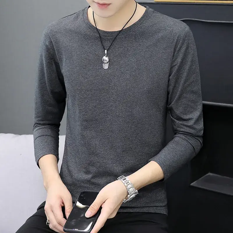 Men's White Long Sleeve T-Shirt with Elastic Waist - Image 3
