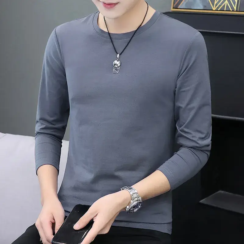 Men's White Long Sleeve T-Shirt with Elastic Waist - Image 4