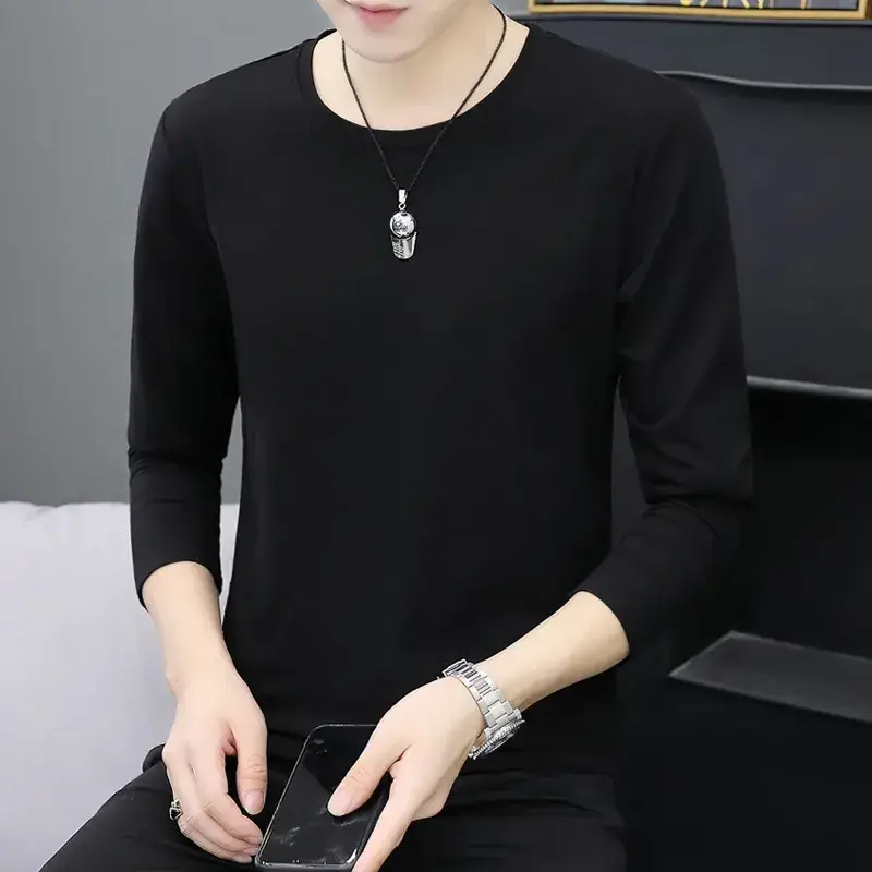 Men's White Long Sleeve T-Shirt with Elastic Waist - Image 6