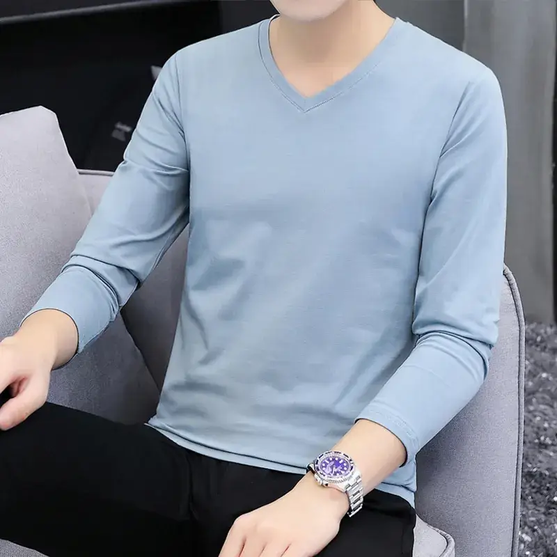 Men's White Long Sleeve T-Shirt with Elastic Waist - Image 8