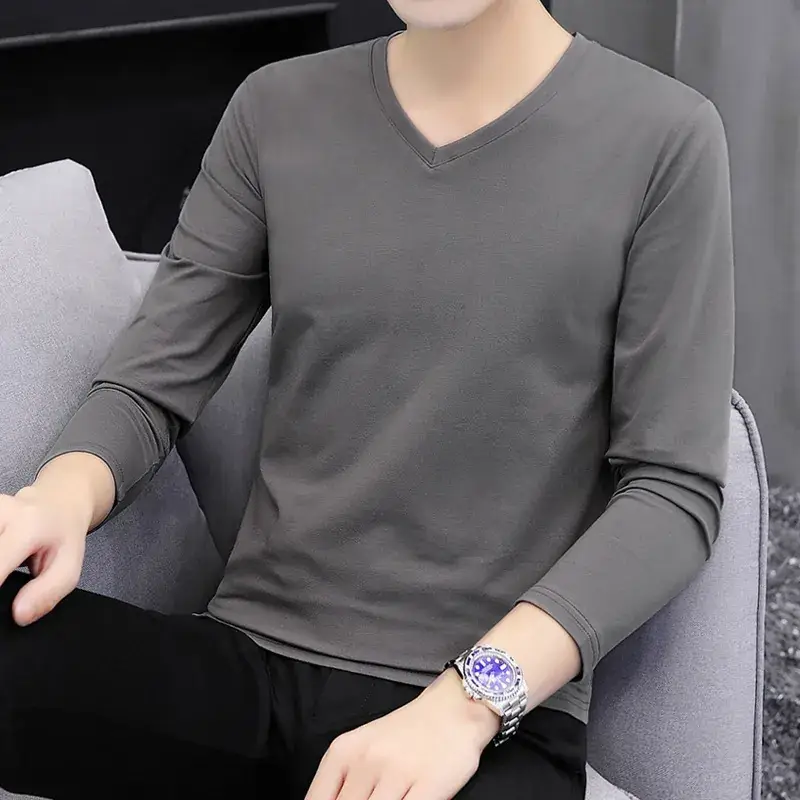 Men's White Long Sleeve T-Shirt with Elastic Waist - Image 9