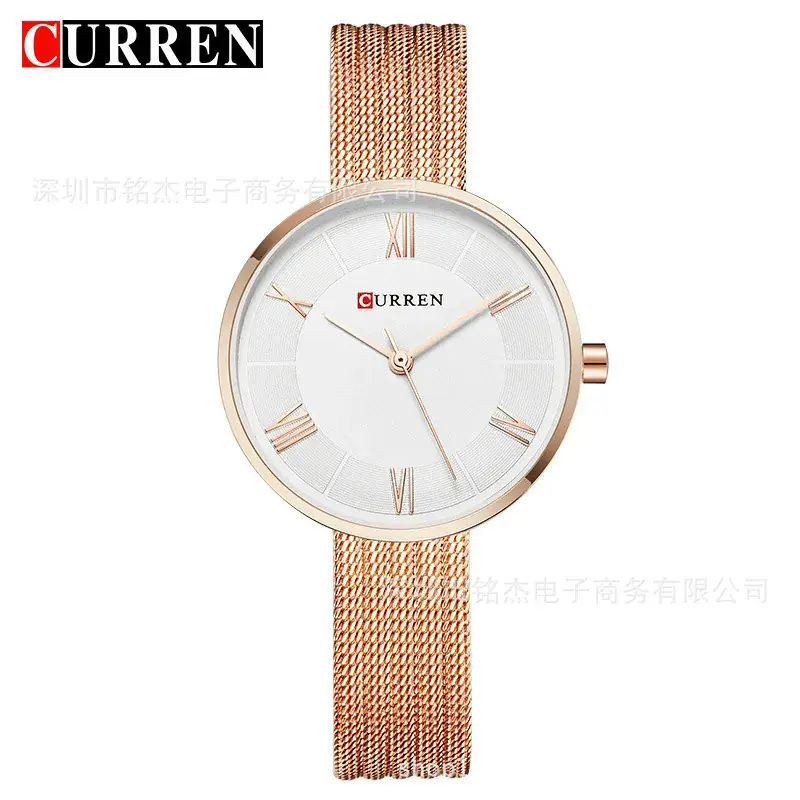 CURREN Women's Rose Gold Quartz Watch with Mesh Band - Image 5