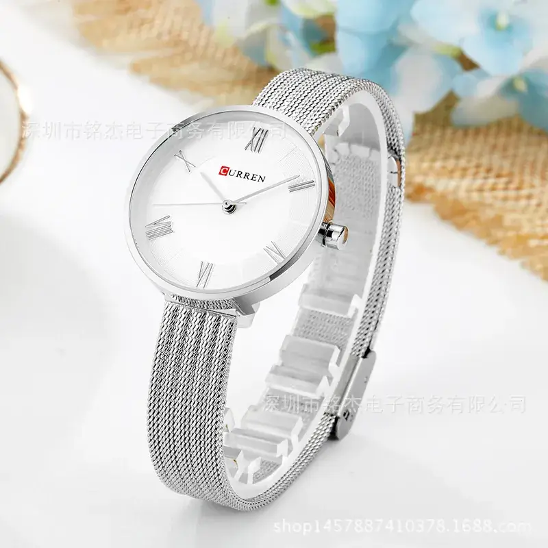 CURREN Women's Rose Gold Quartz Watch with Mesh Band - Image 7