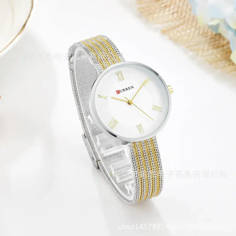 CURREN Women's Rose Gold Quartz Watch with Mesh Band - Image 8