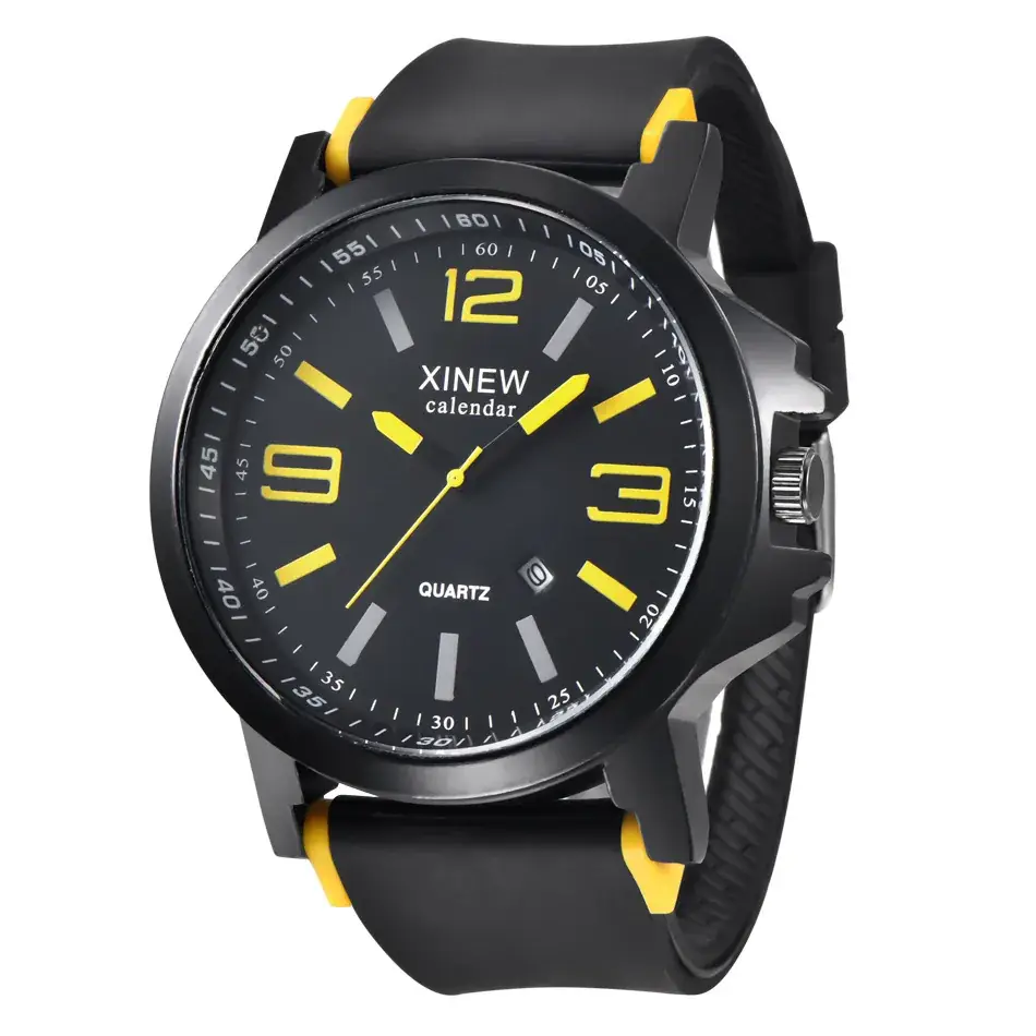 Xinew Men's Quartz Watch Black Yellow Student Fashion - Image 2