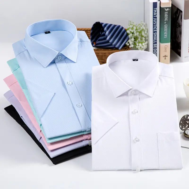 Men's White Slim Fit Cotton Shirt with Collar - Image 14
