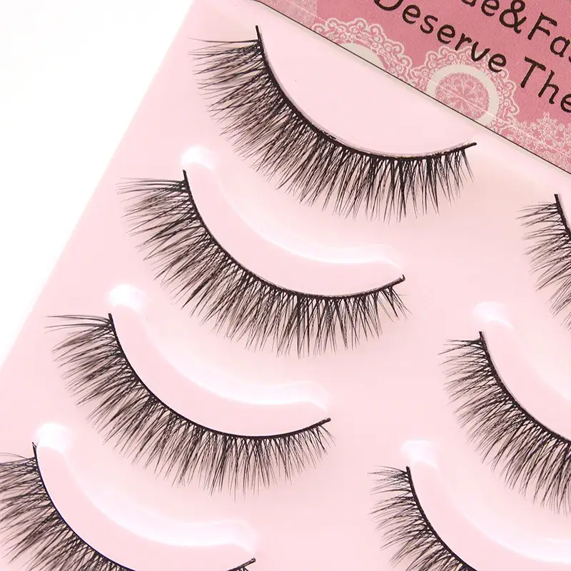 5B-4 Japanese False Eyelashes Natural Cross Short Sharpening - Image 4