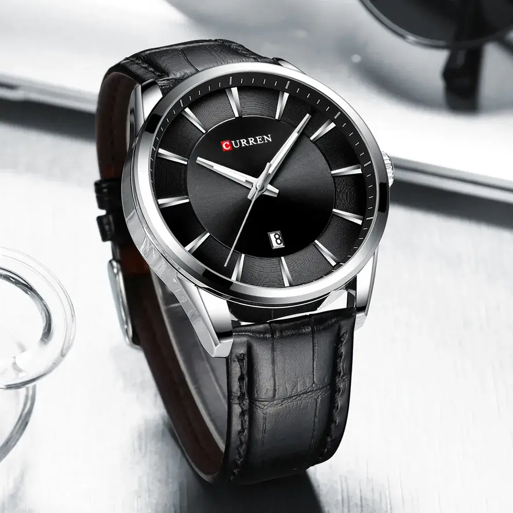CURREN Men's Blue Leather Belt Watch Waterproof Calendar Quartz - Image 8