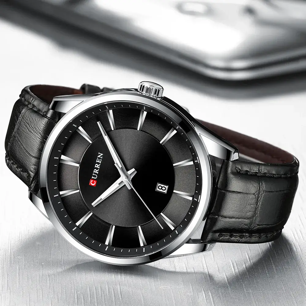 CURREN Men's Blue Leather Belt Watch Waterproof Calendar Quartz - Image 9