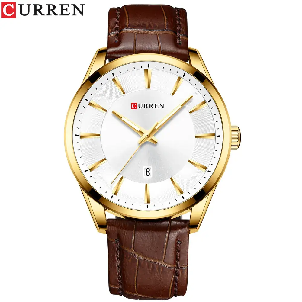 CURREN Men's Blue Leather Belt Watch Waterproof Calendar Quartz - Image 4