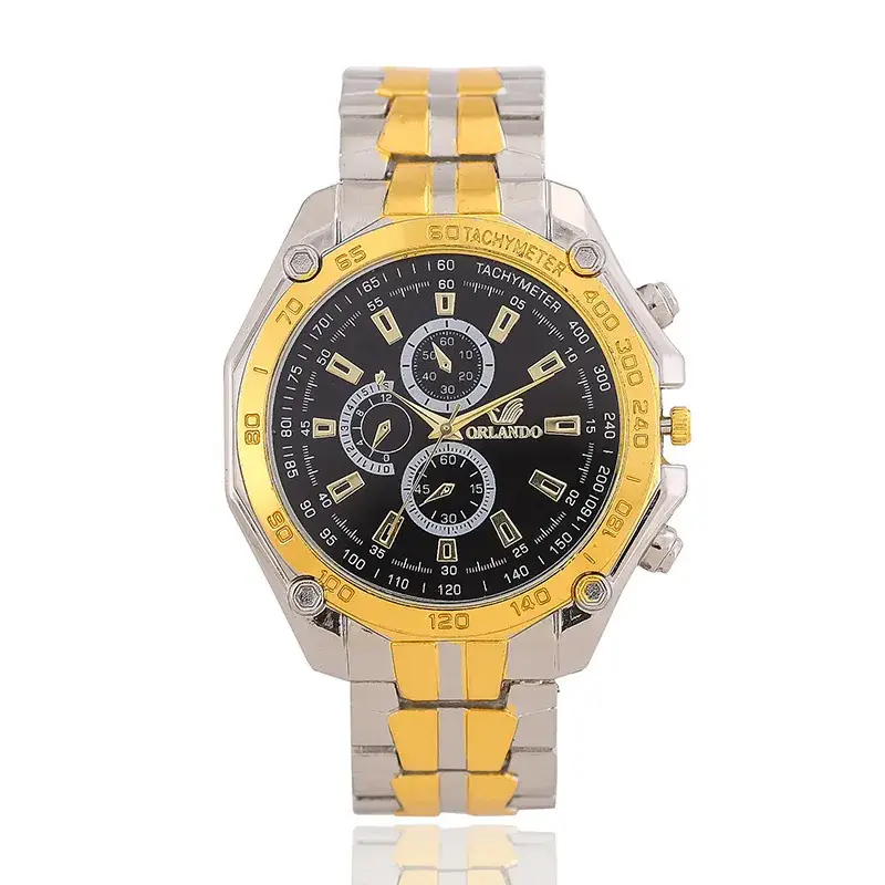 Silver Chronograph Watch with Three Dots & Stainless Steel Band - Image 3