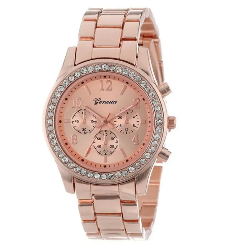 Women's Geneva Diamond Watch Steel Belt Silver - Image 3