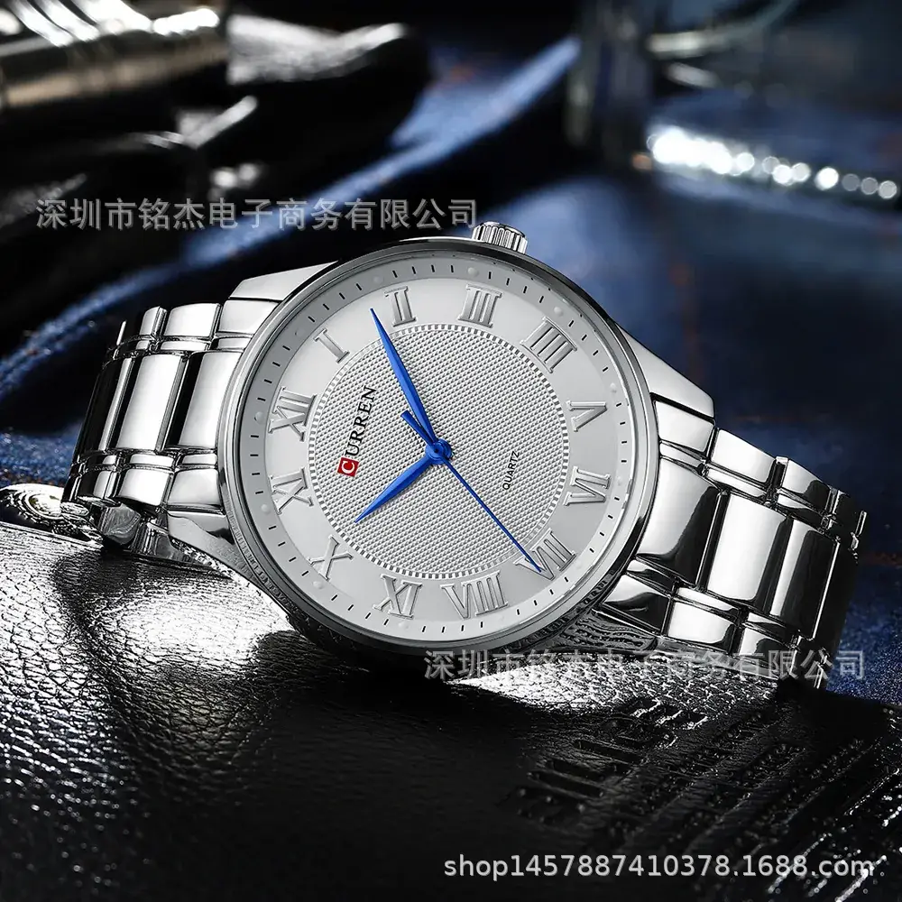 CURREN Men's Black Gold Roman Dial Quartz Watch - Image 9