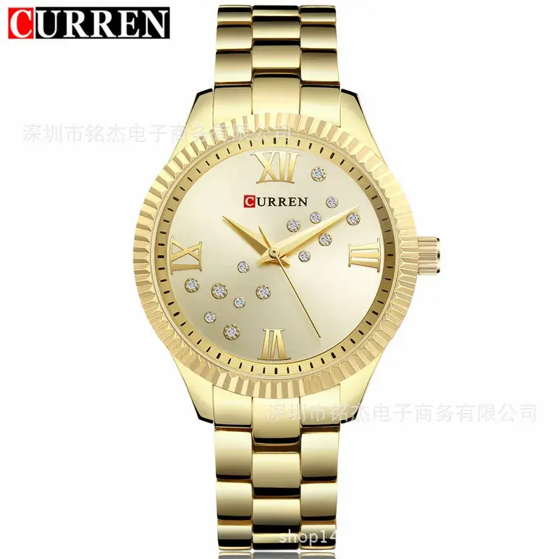 Women's Gold Quartz Watch with Diamond Dial - Image 7