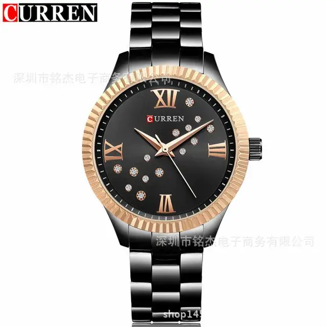 Women's Gold Quartz Watch with Diamond Dial - Image 2
