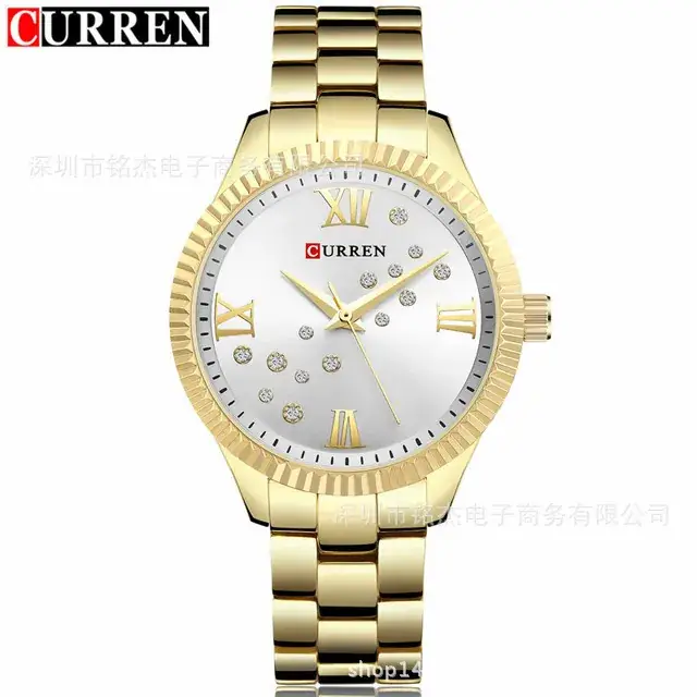 Women's Gold Quartz Watch with Diamond Dial - Image 4