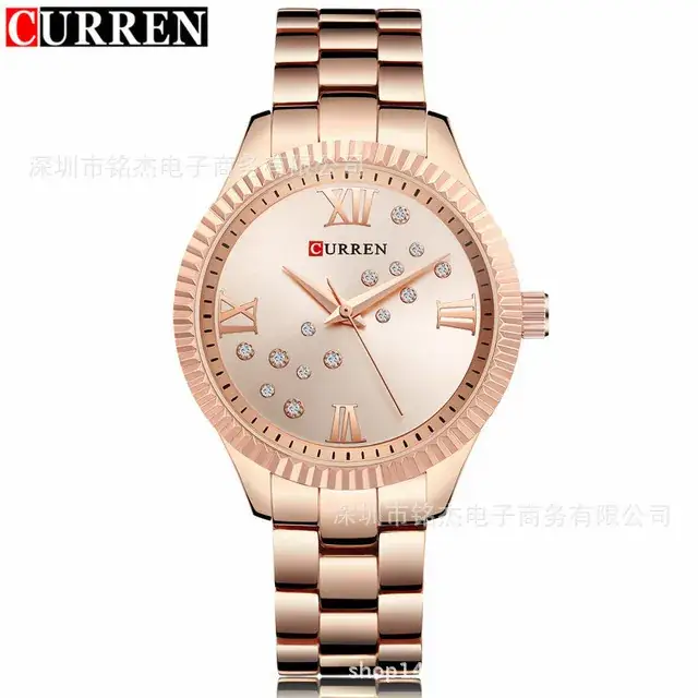 Women's Gold Quartz Watch with Diamond Dial - Image 5