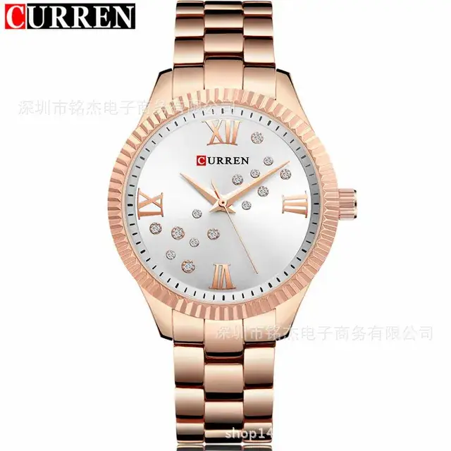 Women's Gold Quartz Watch with Diamond Dial - Image 6