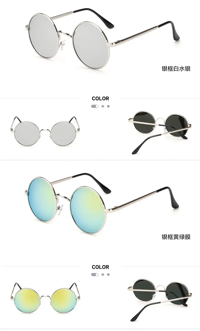 Men Anti-UV Round Sunglasses Metal Black — feature 16