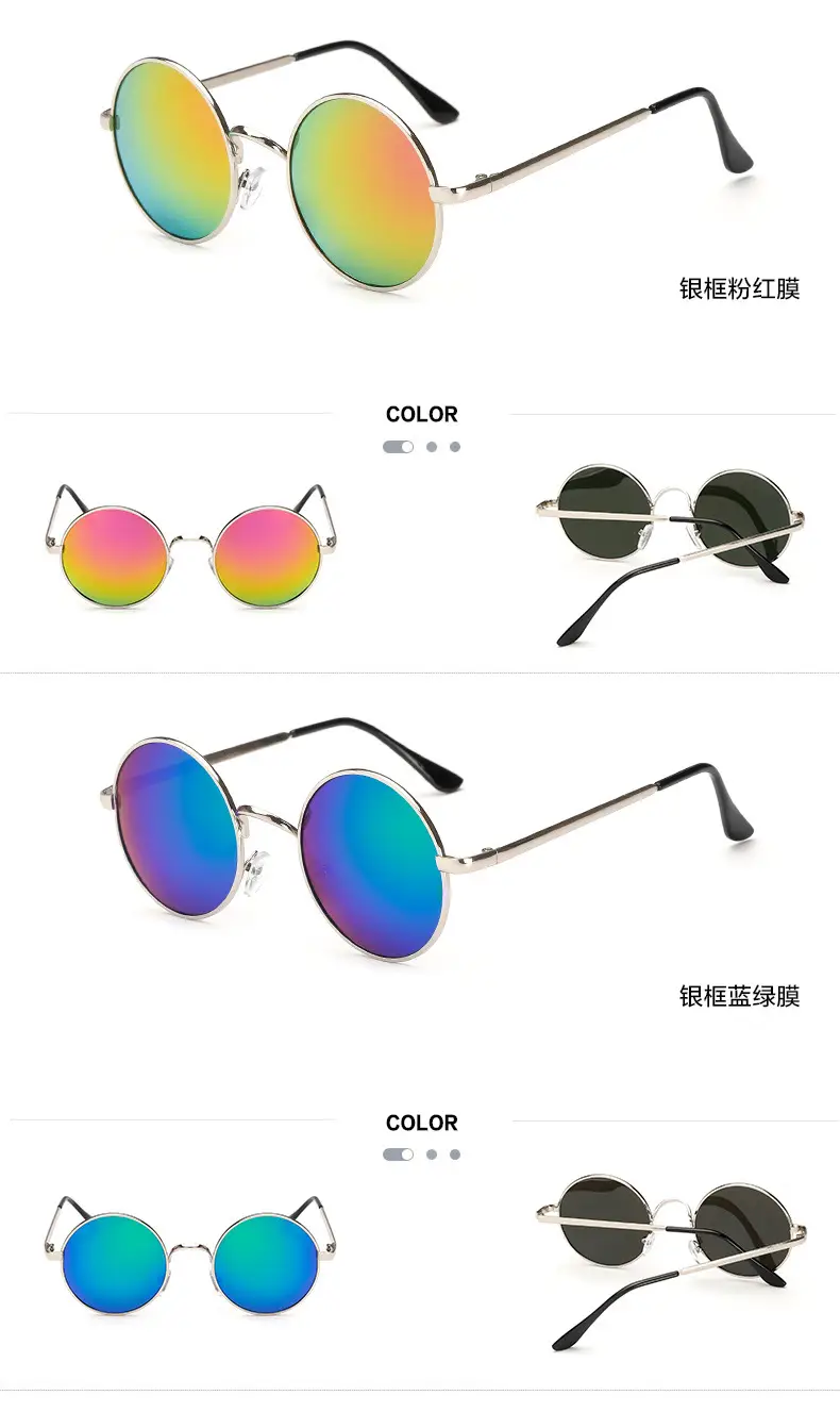 Men Anti-UV Round Sunglasses Metal Black — feature 17