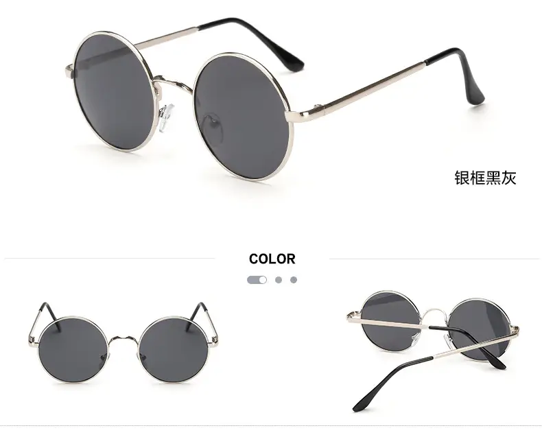 Men Anti-UV Round Sunglasses Metal Black — feature 19