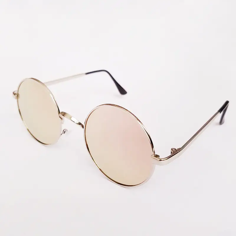 Men Anti-UV Round Sunglasses Metal Black