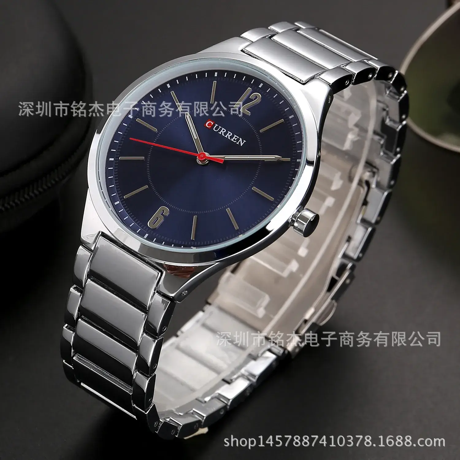 Men's Ultra-Thin Quartz Watch with Blue Dial - Image 9