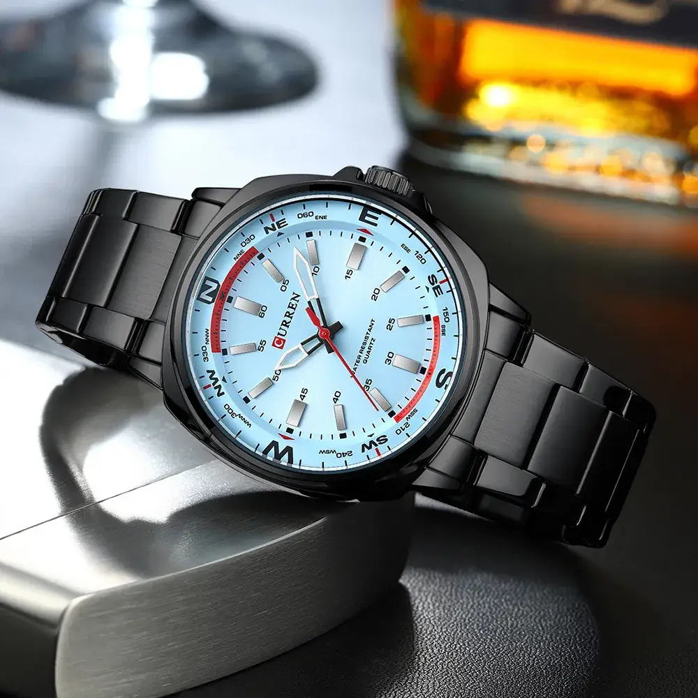 Men's Waterproof Black Sports Watch with Quartz Movement - Image 8