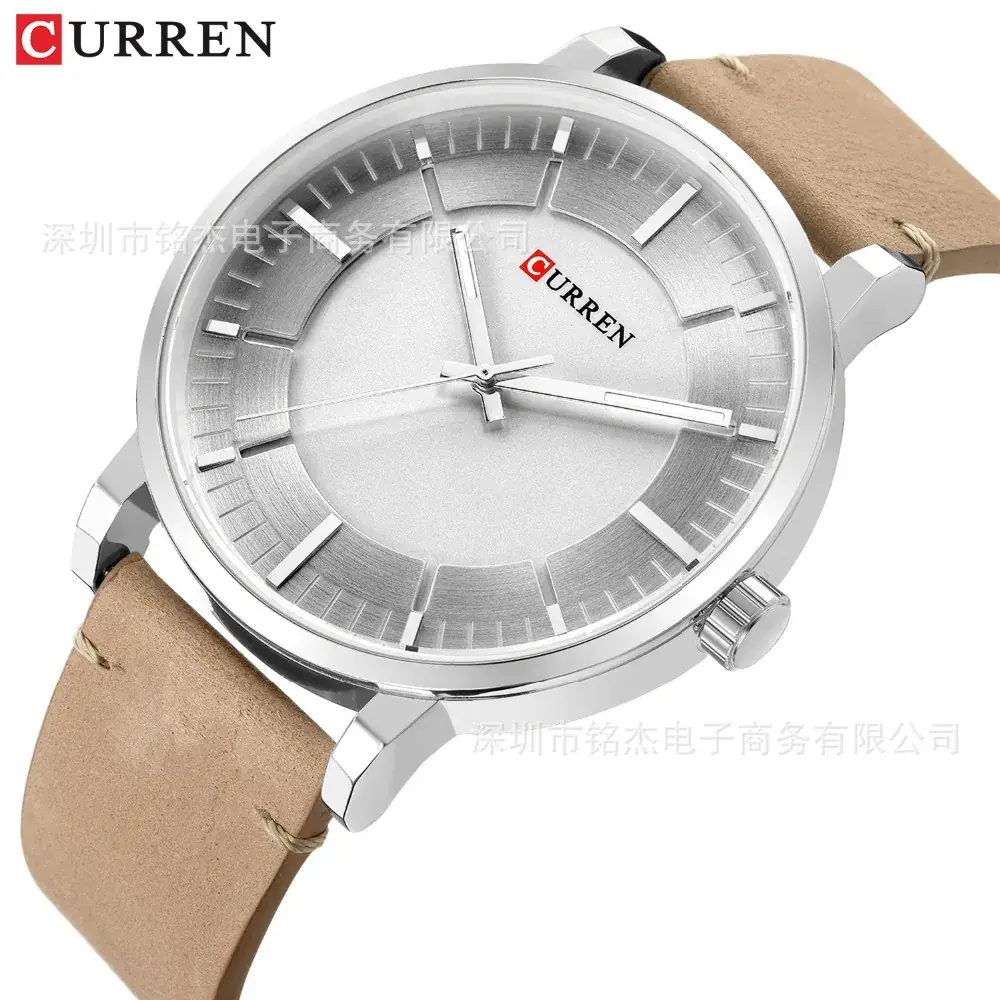 CURREN Men's Quartz Belt Watch Silver White Analog - Image 5
