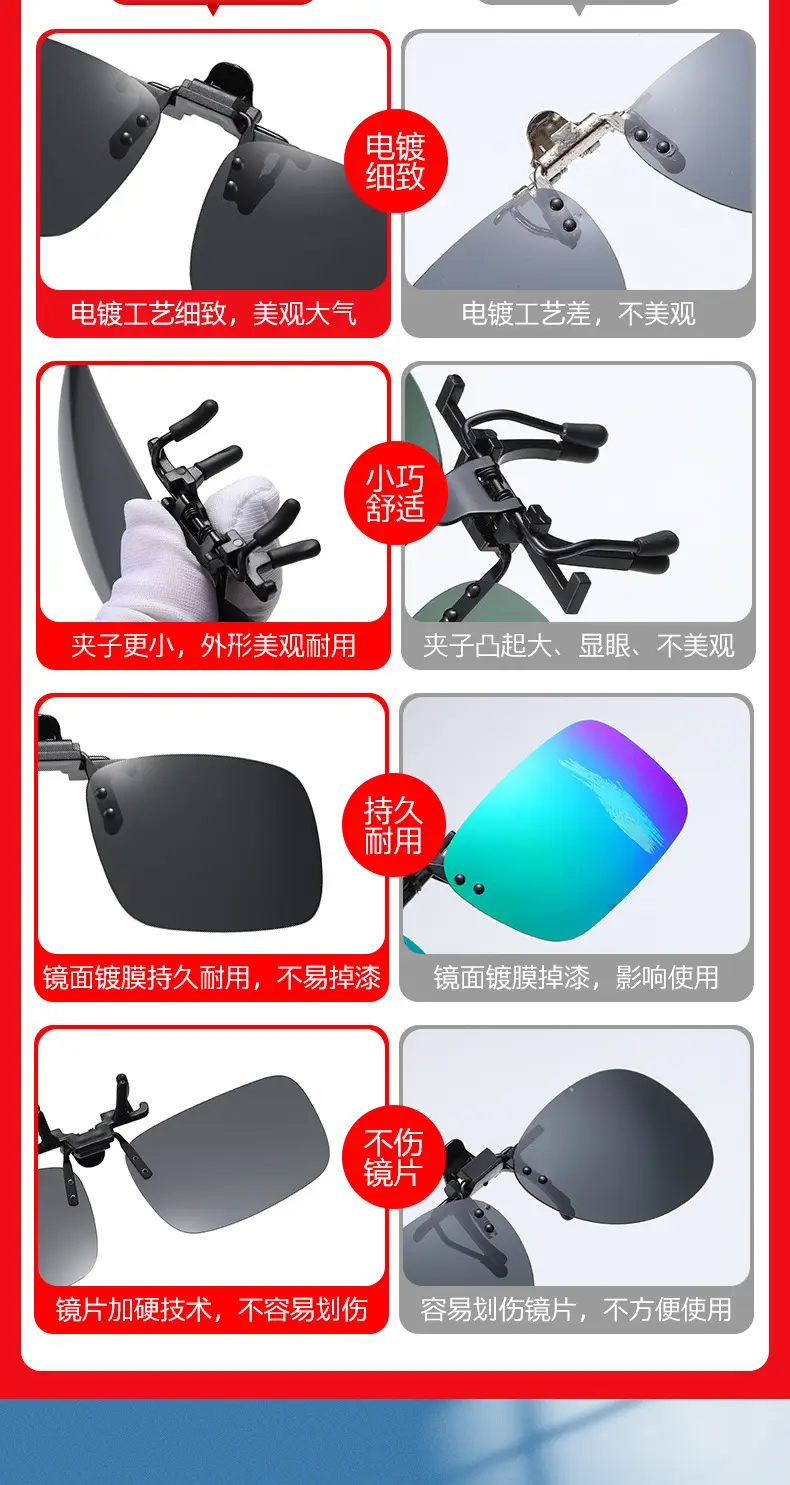 Anti-UV Flip-Up Sunglasses Clips Blue β feature 5