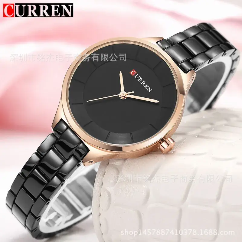 Women's Gold Quartz Watch with Clear Bracelet - Image 9