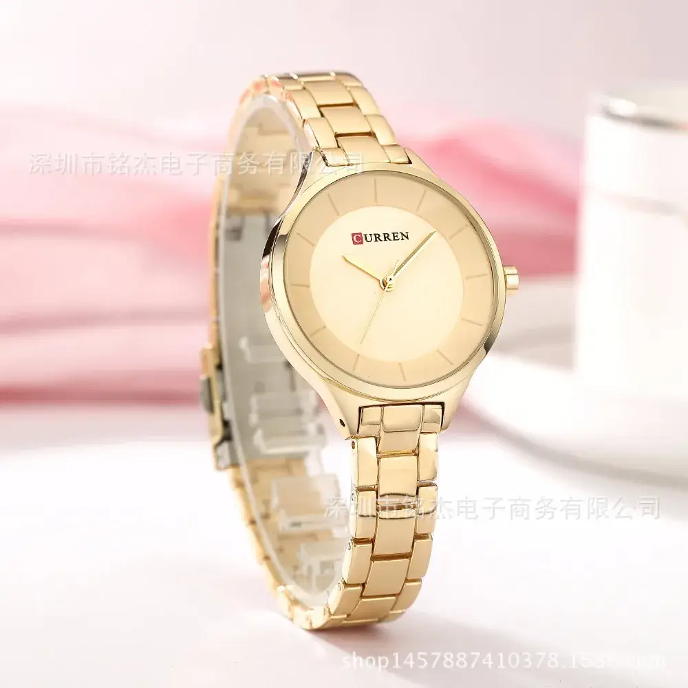 Women's Gold Quartz Watch with Clear Bracelet - Image 10