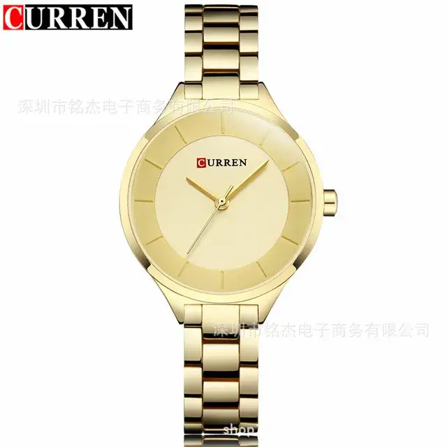 Women's Gold Quartz Watch with Clear Bracelet - Image 3