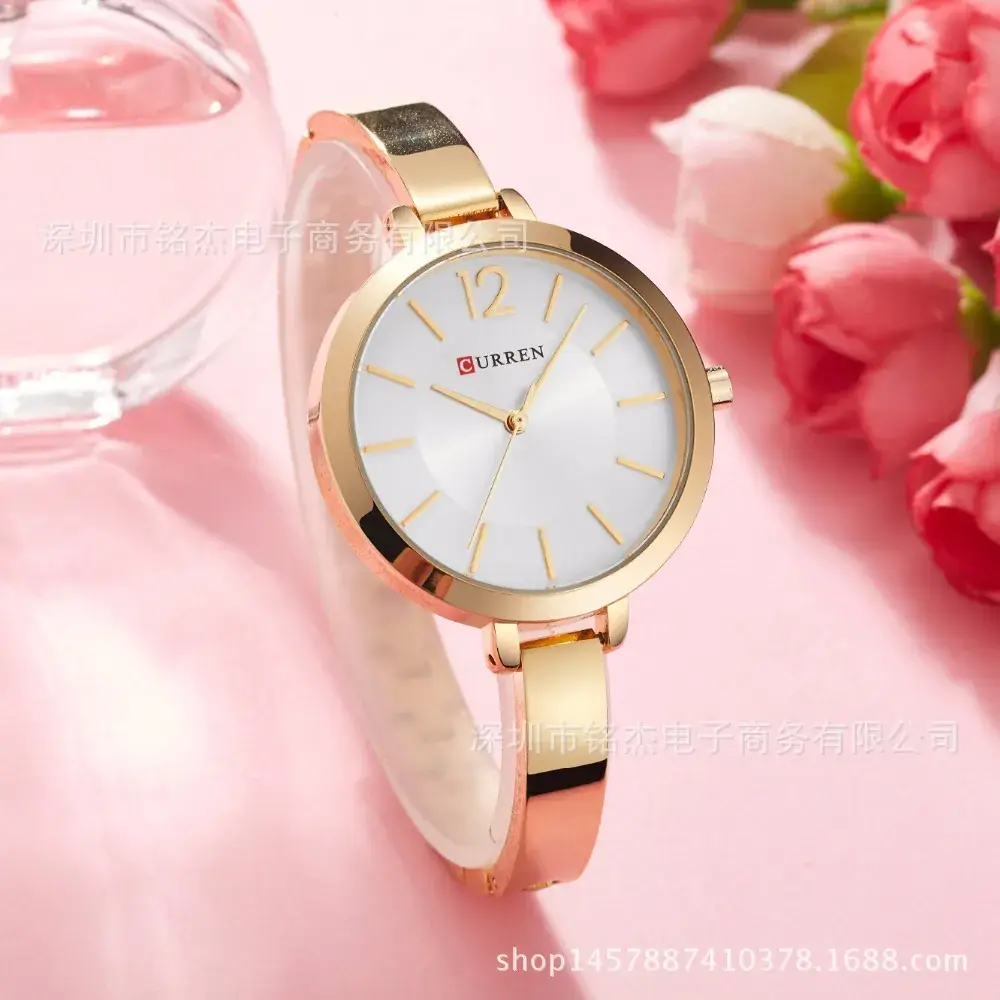 Women's Gold Quartz Watch with Steel Band - Image 8