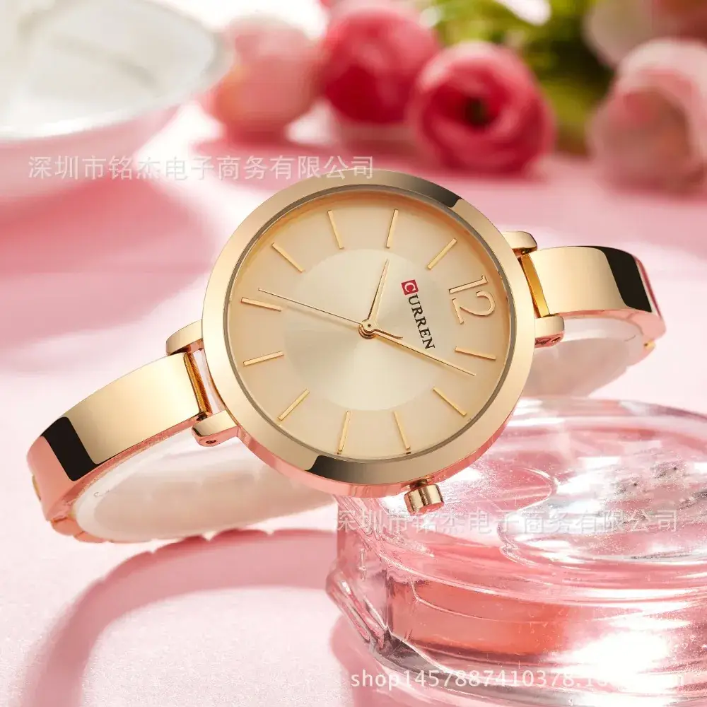 Women's Gold Quartz Watch with Steel Band - Image 9