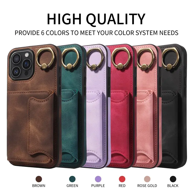 Purple Leather iPhone 17 Ring Buckle Phone Case - Image 8