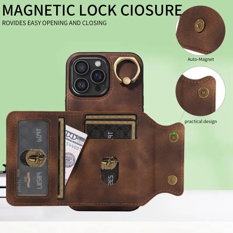 Purple Leather iPhone 17 Ring Buckle Phone Case - Image 9