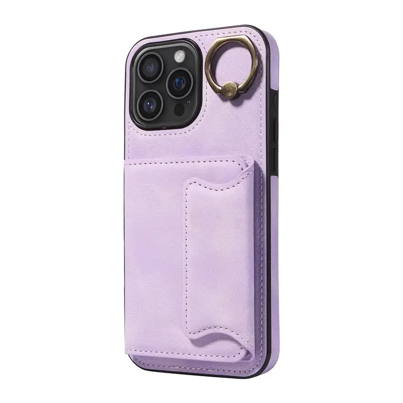 Purple Leather iPhone 17 Ring Buckle Phone Case - Image 3