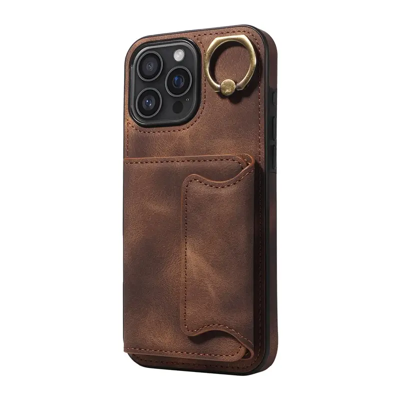 Purple Leather iPhone 17 Ring Buckle Phone Case - Image 5