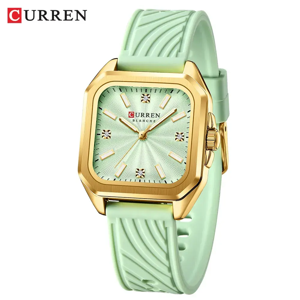 Women's Square Dial Quartz Watch with Beige Strap