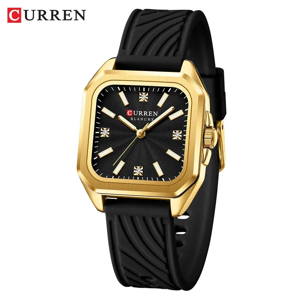 Women's Square Dial Quartz Watch with Beige Strap