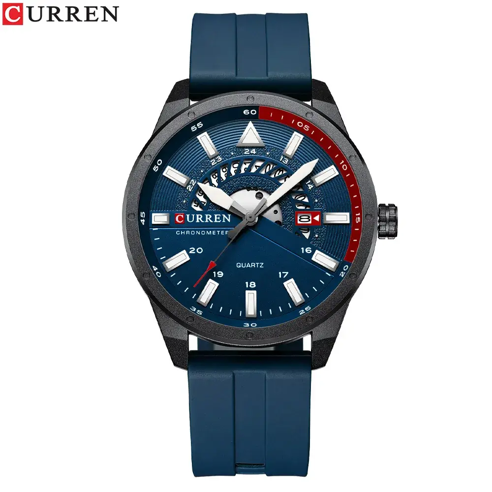 Men's Waterproof Quartz Wrist Watch Black Gold Dial - Image 5