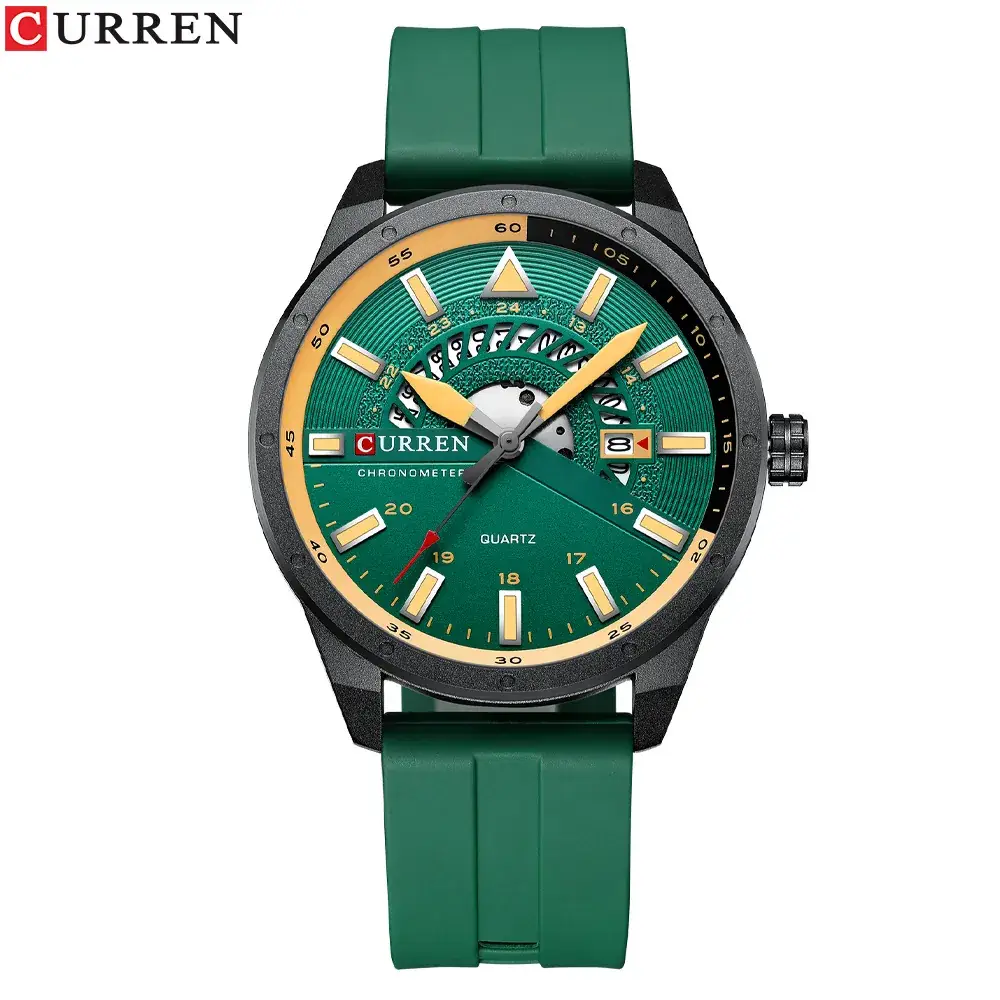Men's Waterproof Quartz Wrist Watch Black Gold Dial - Image 9