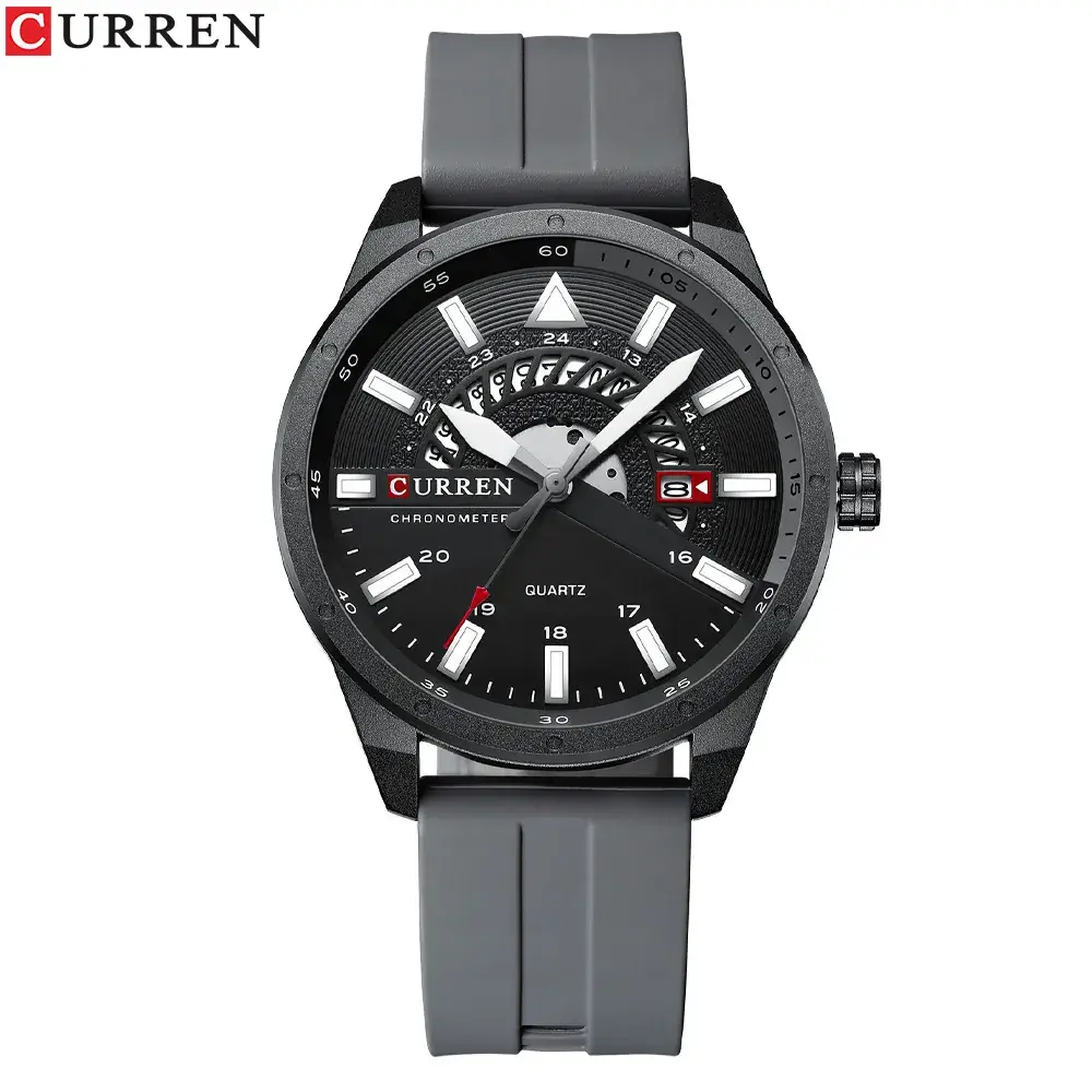 Men's Waterproof Quartz Wrist Watch Black Gold Dial - Image 4
