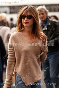 2024 V-Neck Plus Size Solid Color Sweater — feature 40
